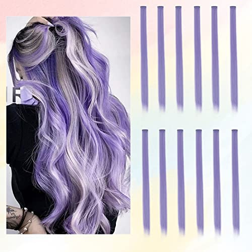 BARSDAR 12 Stück Farbige Haarverlängerungen, Highlights 21 Zoll Glattes langes Haarteile Haarsträhnen Zum Einklipsen Farbiger Clip in Haarverlängerungen Extensions Bunt für Frauen