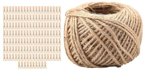 250 STÜCKE Holz Wäscheklammern Fotopapier Peg Pin Craft Clips mit Juteschnur für Home School Kunsthandwerk Decor