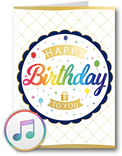 PlayMegram bespielbare Audio-Geburtstagskarte mit USB und 128 MB Speicher, Für Sprachnachrichten und Musik (MP3), Audiogrußkarte, Glückwunschkarte, Happy Birthday Grußkarte, Kreative Geschenkidee