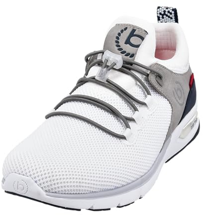 bugatti herr Sportiga sneakers med memory foam i sportig design, elastiska snören, andas, Vit, 41 EU