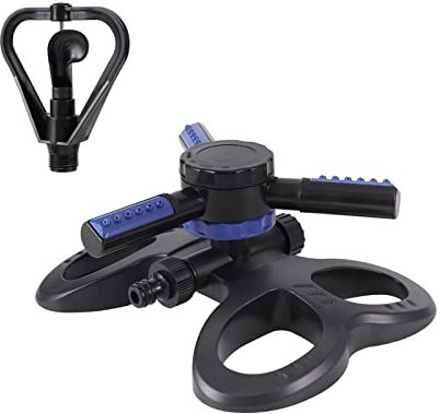 LINFFSTR Arroseur Rotatif Automatique à 360° avec buse rotative réglable à 3 Bras Arroseur Trident d'arrosage de Fleurs d'herbe de pelouse Fournitures d'irrigation Peut être connecté en série