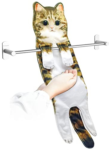 Regali Divertenti Gatto Asciugamani,Casa e Cucina Bagno Decorazioni Asciugamano,Oggetti Per La Casa,Gatto Gadget Utili,Originali Idee Regalo,Compleanno Regali Per Donna/Mamma/Amanti Dei Gatti