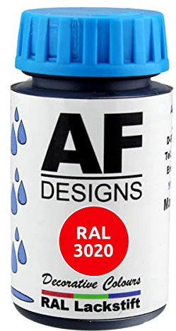 Alex Flittner Designs Lackstift RAL 3020 VERKEHRSROT glänzend 50 ml Holz | Hochwertiges Lackstift (wasserverdünnbar) - ideal geeignet für Hobby, Freizeit, Modellbau, Basteln und um Kunststoff - oder