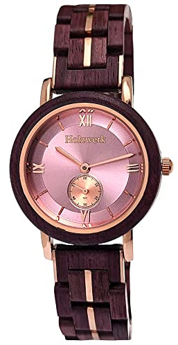 Holzwerk Germany Handgefertigte Designer Damen Uhr Öko Natur Holz Braun Blau Grün Rot Rosa Holz Armband Analog Klassisch Quarz