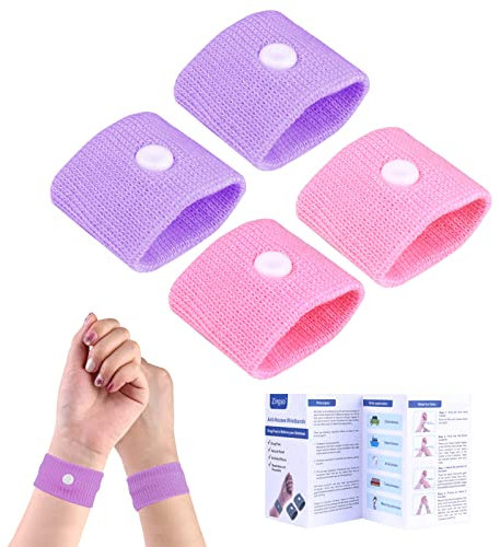 Travel Sickness Bands for Kids, 2 Pairs Anti Sickness Wristbands Child Sea Sickness Bands Motion Sickness Bands Nausea Relief Wristbands Sea Bands Kids Nausea Bands for Car Sea Cruise Flying Trip