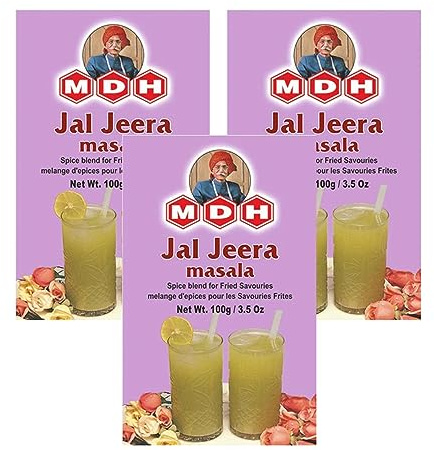 MDH Various Seasoning Masala Powder - Spices Mix Curry Masala Recipe Mixes Casserole Seasoning Herbs - Aromatic & Enhances the flavor of the meal (Jal Jeera Masala (100g), Pack of 3)