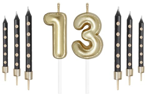 Mciskin Goldene Zahlenkerzen – 13 Geburtstagskuchenaufsätze
