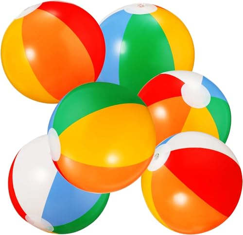 SCIONE Set 6 Pezzi Palla da Spiaggia Gonfiabile Arcobaleno 22cm - Giocattolo Colorato per Piscina e Bambini