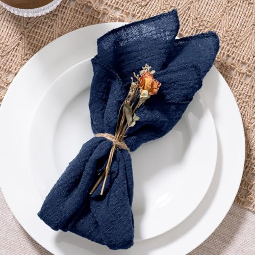 MLMW Marineblaue Stoffservietten, Set mit 10 Stück, Leinen, für Frühling, Ostern, Tischservietten, waschbar, 41,9 x 41,9 cm, für Abschlussfeier, Hochzeit, Party, Babyparty, Brautparty, Geburtstag