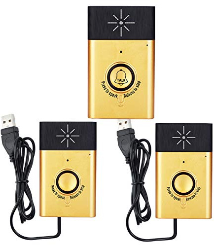 HUIOP Citofono vocale senza fili Monitor conversazione a 2 vie con 1 pulsante unità esterna, 2 ricevitori per unità interna, campanello per porta Smart Home, oro, campanello wireless intelligente