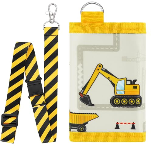 WAWSAM Portefeuille pour Enfants Portefeuille de Camion pour garçons avec lanière Porte-Monnaie de Camion Portefeuilles de Rangement à Fermeture éclair Compact à Trois Volets Porte-Monnaie