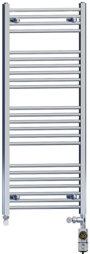 500mm Wide Chrome Electric Dual Fuel Bathroom Towel Rail Radiator Heater With AF Thermostatic Electric Dual Fuel Element UK (500 x 1200 mm)