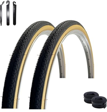 2 x VEE Rubber V028 28 Fahrradreifen Schwarz/Creme 40-635 (28 x 1 1/2) + 2 x passende Schläuche DV inkl. Reifenheber