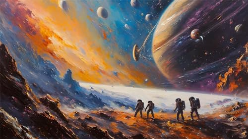 Diamond Painting Planet Diamant Painting Bilder Astronaut Diamond Painting Erwachsene Full Diamond Painting Zubehör DIY Diamant Kunst Malerei Stickerei Set Kreuzstich Bilder Home Wand Dekor 120x70cm