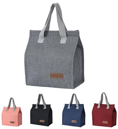HUIQIHANG Lunch Bags for Women Men, Portable Insulated Lunch Bag Water-Resistant Leak-Proof Lunch Box Tote Bag for Kids Girls Boys Adults, Thermal Cooler Bag for Work School Picnic Travel (Grey)