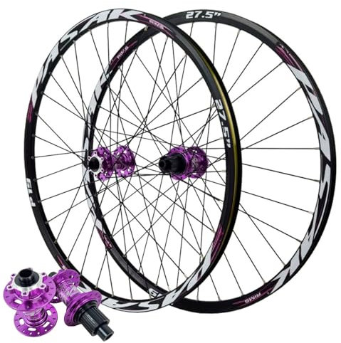 GEIRONV Mountainbike-Räder mit Steckachse Und Scheibenbremse, 24/26/27,5/29 Zoll Vorne 2 Hinten 4 Lager Doppelwandfelgen 32H Kompatible 1,25-2,35-Zoll-Reifen(Black-MS,24inch)