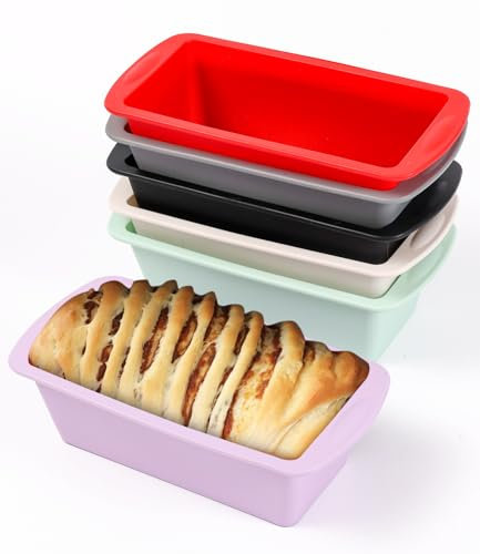 FAOKZE 6 Stück Brotbackform Silikon, Silikonform Brotbackform, Kastenform Silikon für Kuchen und Brote, Antihaftbeschichtung Schnellspanner Brotbackformen für Backofen, Fritteuse