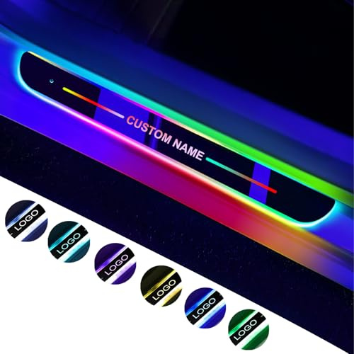 Celtty Lumières de seuil de portière de voiture LED sans fil personnalisées avec logo et texte, lumières de courtoisie magnétiques personnalisées, 7 couleurs d'éclairage, détection automatique, pour