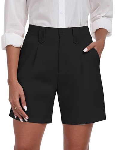 MoFiz Cargobyxor för kvinnor bermuda shorts sommar vandringsshorts för resor camping sport volleyboll tennis, Svart, XXL