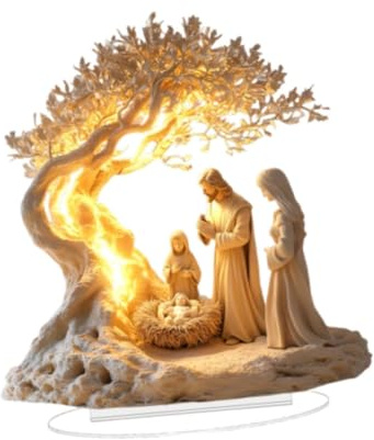 JISADER Christmas Crib Table Decoration 7.1x7.8 Inch Light 2D Flat Acrylic