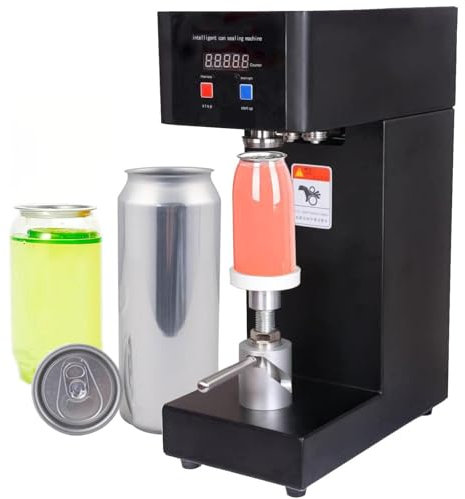 Automatic Can Sealing Machine, 180W Electric Cup Sealer Machine Sealing, Tin Can Seaming Closing Machine with Intelligent Control Panel for Sealing max 20cm Height Bottle,Black-220V