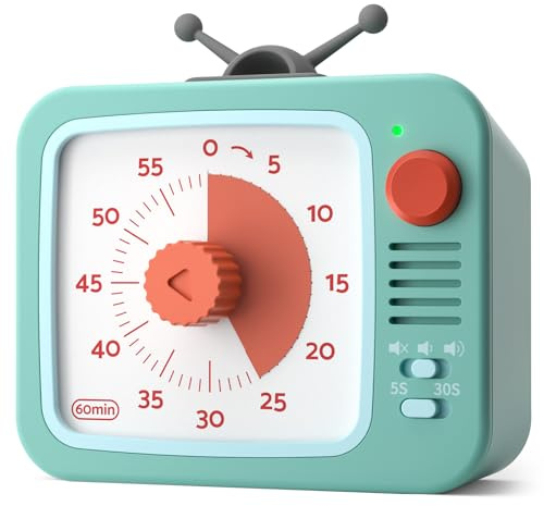 LIORQUE Visual Timer for Kids 60 Minute Visual Countdown with Pause Function, Silent Operation Cute Cartoon Design Time Management Tools for Classroom Teaching Cooking
