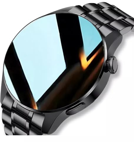 LOYEWAIER Moderne SmartUhren 1.30'' HD Bildschirm Anruf/Nachricht Erinnerung Bluetooth Uhr Mann Outdoor Sport Aktivität Fitness Tracker Männer Schwarz Edelstahl Smartwatch für Android IOS