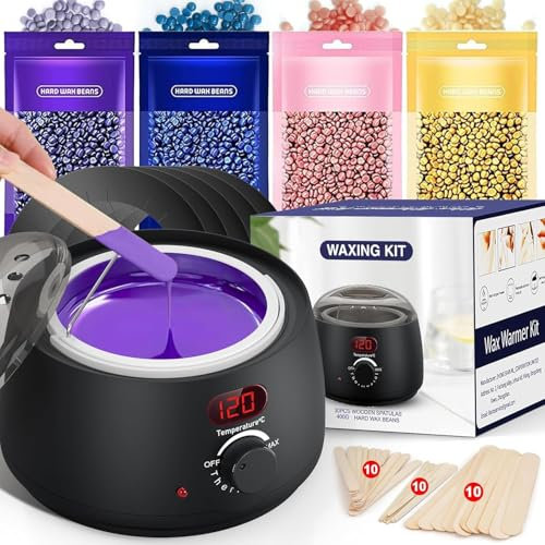 Waxing Set,Wachs Haarentfernung frauen herren: iFanzeTech Wax Maschine Warmwachs Haarentfernung Intimbereich Gesicht Rücken Bein, Wachswärmer digital mit 400g Wachs 30 Wachsstäbchen zur haarentfernung