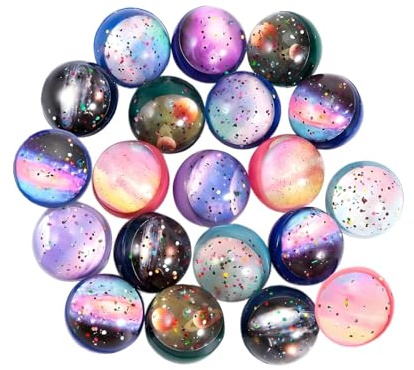 agogue 20 Stück Elastischer Ball, Kindergeburtstag Gastgeschenke Sternenraum Thema, Spaceballs Spielzeug 30 mm für Geburtstagsfeiern und Partys Zufällige Stile（Benutzt ab 15 Jahren） ﻿