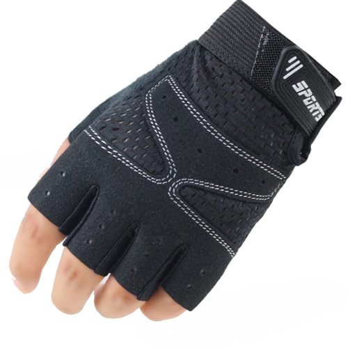 Girls Fingerless Bike Gloves, Sport Gloves for 5-12 Year Girls Monkey Bars Rock Climbing Work Out Cycling Biking (Black, Medium for 9-12 Y)