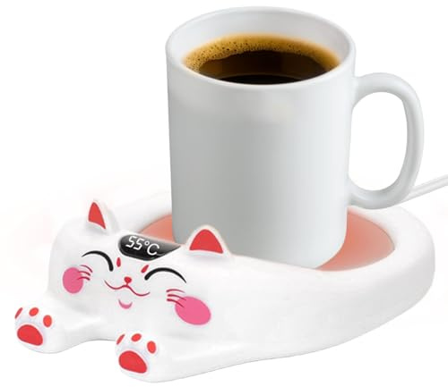 Tassenwärmer Kaffeewärmer elektrisch mit Temperaturanzeige und automatischer Abschaltung, intelligenter Kerzenwärmer mit 3 Temperatureinstellungen, Getränkewärmer für Kaffee Tee Kakao Milch