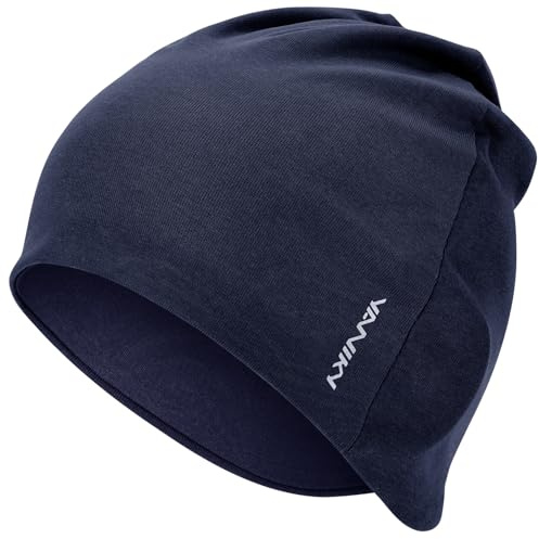 YANIKY Dammössa – modal sovmössa bekväm tunn mössa män – bomull mjuk hudvänlig mössa – unisex slouch beanie lång beanie för alla årstider, Marinblå, one size