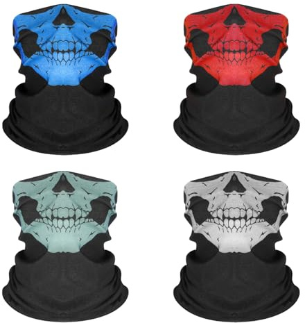 Sztqqing Unisex Totenkopf Sturmmaske Multifunktionstuch Elastisch Winddicht für Motorrad, Ski, Radfahren, Laufen, Wandern und Halloween Outdoor