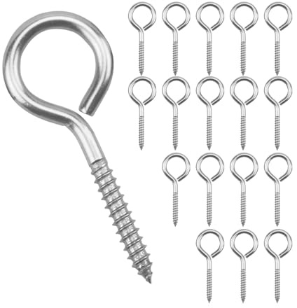 RUILILANG 18-Piece 2.5-Inch Stainless Steel Eye Hooks, Heavy-Duty Screw-in Eye Bolts for Hanging Lights, Securing Cables & Indoor/Outdoor Applications
