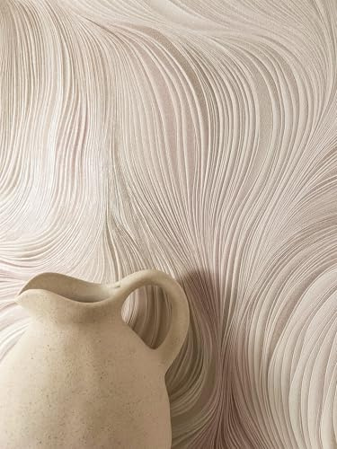 Newroom Vliestapete Rosa Linien Wellen Schlafzimmer Modern Boho Tapete | zartes Relief mit Schimmer und 3D-Optik, sandartige Struktur, Wandtapete, Mustertapete, Altrosa, für Wohnzimmer und Flur