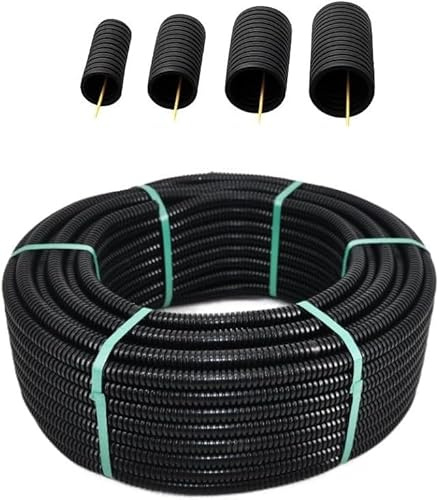 Megaa store Flexibles Leerrohr Wellrohr Schwarz Mit Zugdraht 320N M16 M20 M25 M32 Kabelschutz UV-Beständigkeit für den Innen- und Außeneinsatz -5 °C +60 °C (Ø 25 mm innen/Ø 32 mm außen / 25m)