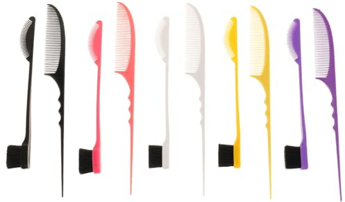 Mobestech 5 Pares de Cepillos de Cejas y Peines para Cardar de Plástico y Nailon, Doble Cara, Tamaño Compacto, para Peinar Bordes y Cabello Hacia Atrás en Cuidado Diario y Maquillaje