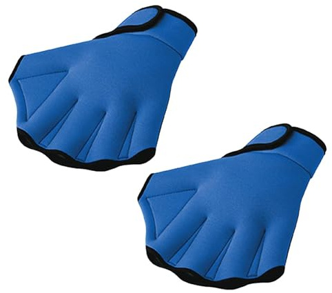 Aqua Gloves - Diseño de neopreno de paleta con cordones, forma de garra de rana sin dedos, material ligero transpirable, guantes de entrenamiento de natación impermeables | Para hombres mujeres niños