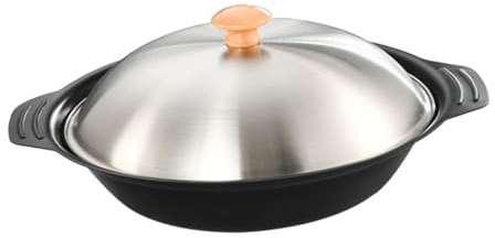 jojofuny Olla de Cocina Pequeña de 20 Cm con Asas Dobles, Sartén Antiadherente de Metal para Wok, Resistente al Desgaste, Apta para Cocina de Inducción y Uso Doméstico
