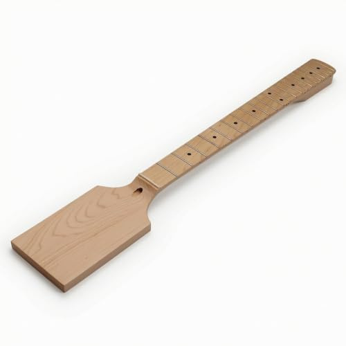 Sdlnklm Industrial Component Elektrischer Gitarrenhals Ahorn Griffbrett Paddle Kopfplatte Rohling 22 Bünde Glatt Langlebig Einfache Montage für Maßanfertigung Ersatz Hobby Werkstatt 69cm