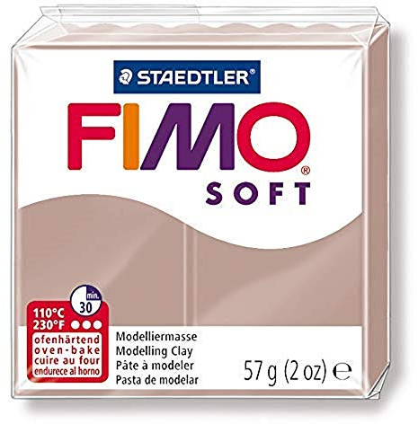 STAEDTLER 8020-87 ST 1 Fimo soft Block, Modelliermasse (ofenhärtend, weich und soft, sofort modellierfähig, wiederverschließbar, Blockgröße 57 g) Trendfarbe taupe