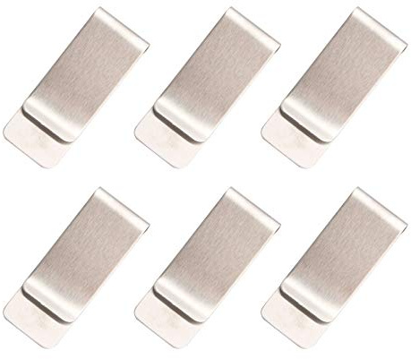 Jopto 6 Stück Slim Metall Geldklammer Geldklammer Retro Messing Geldklammer Brieftasche tragbar Edelstahl Silber Metall Geldklammer Geldklammer Geldklammer Kartenhalter Geschenk für Männer und Frauen