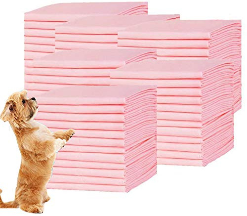 PJDDP Welpen Trainingsunterlagen, Puppy Training Pads, Sehr Saugfähig Hunde-Pads,Inkontinenzmatten Für Hunde,Hundeklo, Welpentoilett Hygieneunterlagen Für Haustiere,Rosa,33 X 45cm (20 Pack)