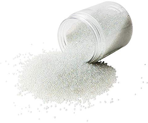 Ideen mit Herz Effekt-Glaskügelchen, Ø1mm bis Ø1,5mm, 125g, transparent-irisierend
