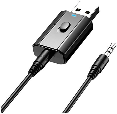 Asudaro Adaptateur Bluetooth 4 en 1 USB 5.0 Sans fil Bluetooth 3,5 mm Aux Jack Émetteur stéréo Récepteur Kit mains libres pour voiture Microphone intégré pour voiture/Maison Casque stéréo PC TV