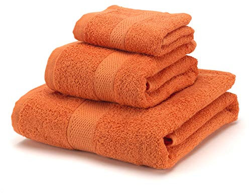 Boncasa - Juego de Toallas - 100% Algodón Peinado (no regenerado) - Calidad Ring Spun - Tacto Suave - 450 gr/m2 (Set 3 Piezas, Naranja)