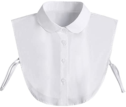 Quesuc Hälfte Shirt Frauen Kragen, Damen Abnehmbare Kragen Fake Bluse Collard Shirt, Bequem, Glatt, Leicht zu Tragen, Geeignet für Büro- / Besprechungsräume Herren Damen (Weißer Rundhalsausschnitt)