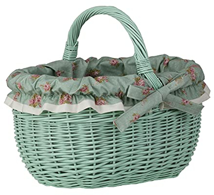 e-wicker24 Alles aus Weide Einkaufskorb Weide Geflochtener Korb mit Henkel Aufbewahrungskorb Leicht Picknickkorb Geschenkkorb Leer Vintage Korb Aufbewahrung Einkaufskorb Geflochten (Mint)