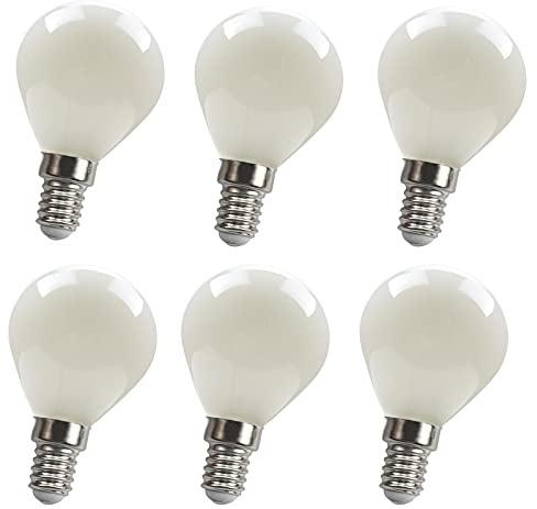 YDJoo E14 LED Light Bulbs 3W Globe Light Bulbs 30 Watt Equivalent Warm White 3000K E14 Base G50/G16.5 LED Glass Round Vanity Light Bulbs for Mirror Makeup Home Lighting, AC110V (6 Pack)