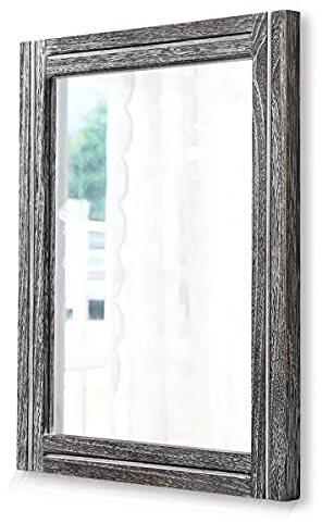 AAZZKANG Rustic Wall Mirror with Wooden Frame for Bedroom Bathroom Farmhouse Decorative Hanging Mirror